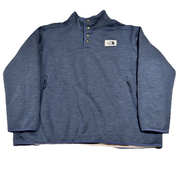 The North Face Jacket  XXL Blue Patrol Sherpa Lined 1/4 Snap Button Pullover - Picture 1 of 10
